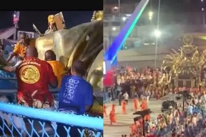 Cenas do acidente envolvendo alegoria da União de Maricá na Sapucaí