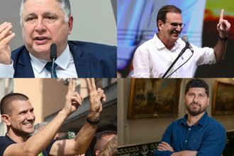 Montagem com os candidatos ao Governo do Rio Anthony Garotinho, Eduardo Paes, Douglas Ruas e William Siri.