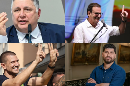 Montagem com os candidatos ao Governo do Rio Anthony Garotinho, Eduardo Paes, Douglas Ruas e William Siri.