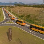 Novos ônibus do Sistema RIO estacionados na garagem pública inaugurada em Campo Grande, na Zona Oeste do Rio.