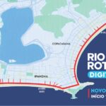 Mapa mostra os novos trechos do Rio Rotativo Digital na orla do Leme, de Copacabana, Ipanema e Leblon.